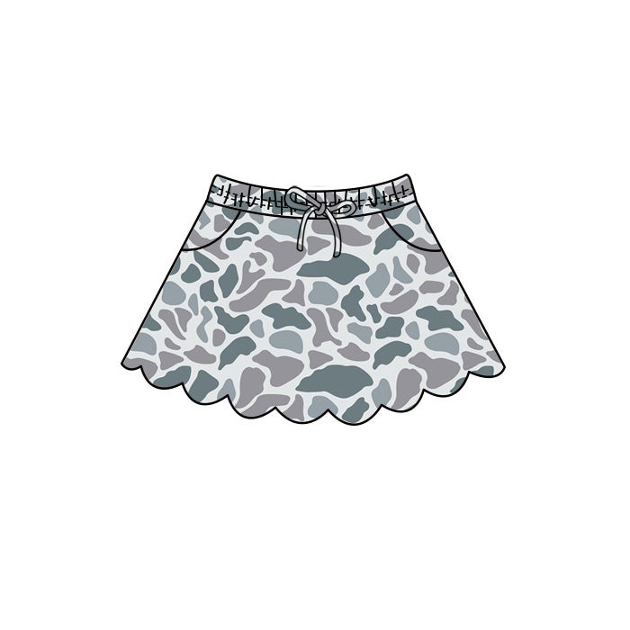 4.29 GLK0299 Grey Camo Baby Girls Scallop Bottom Skirts