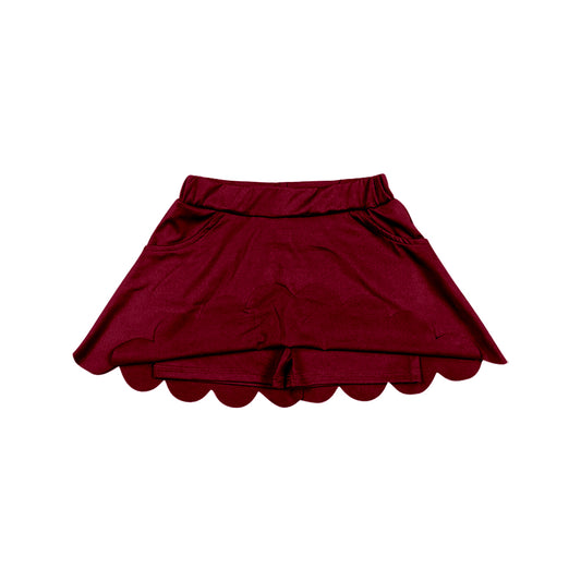 5.7 GLK0304 Preorder Wine Girls Bottom Scallop Yoga Skort