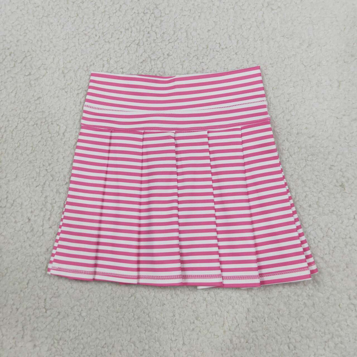 GLK0335 Pink Stripes Active Skirts Girls Bottom Pleated Yoga Skort