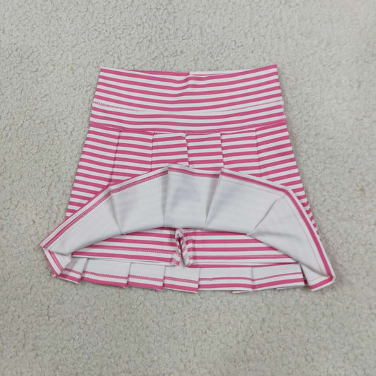 GLK0335 Pink Stripes Active Skirts Girls Bottom Pleated Yoga Skort