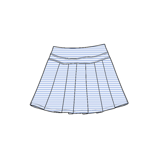 7.21 Preorder GLK0338 Blue Stripes Girls Yoga Bottom Skort