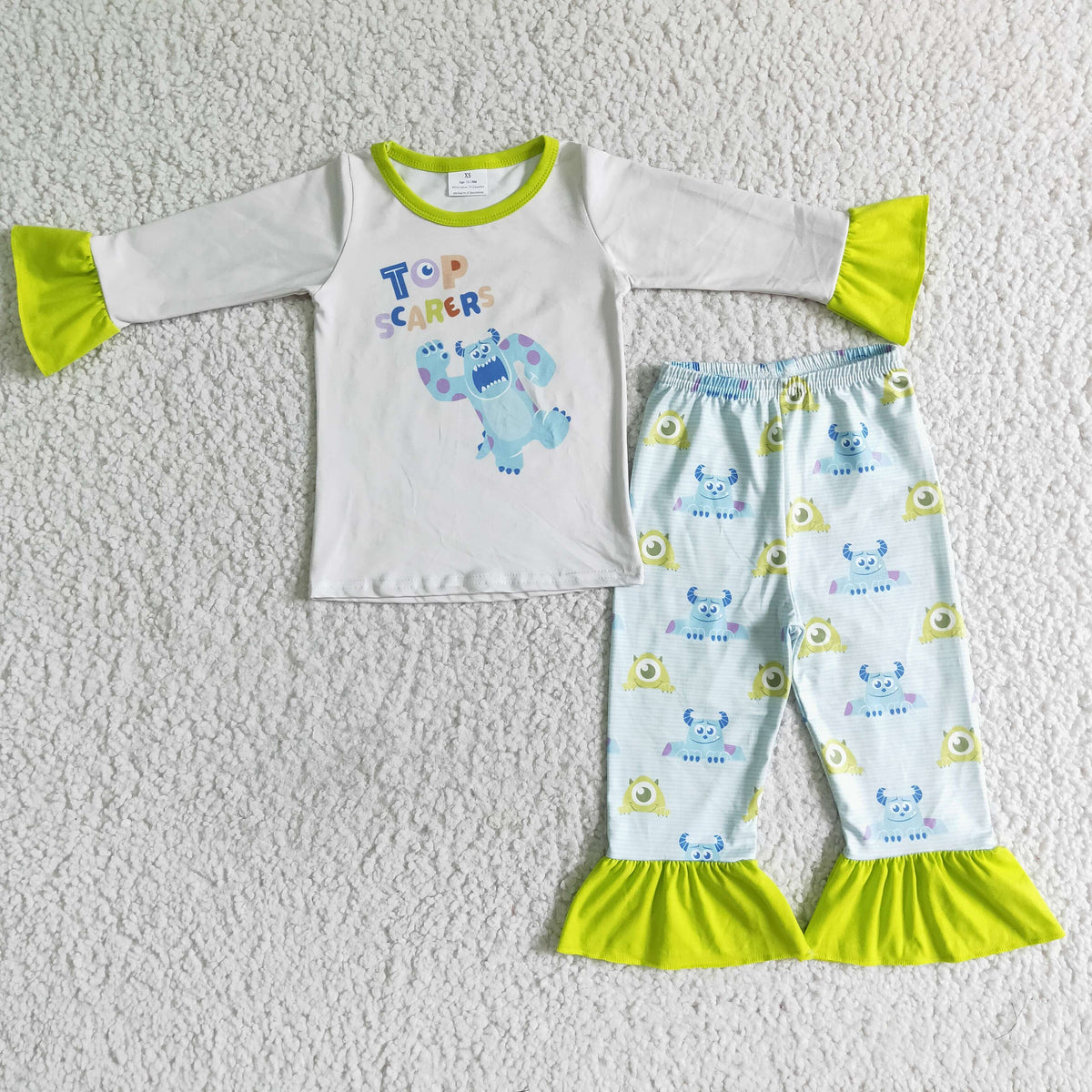 GLP0154 Cartoon Monster Print Girls Pajamas Clothes Set
