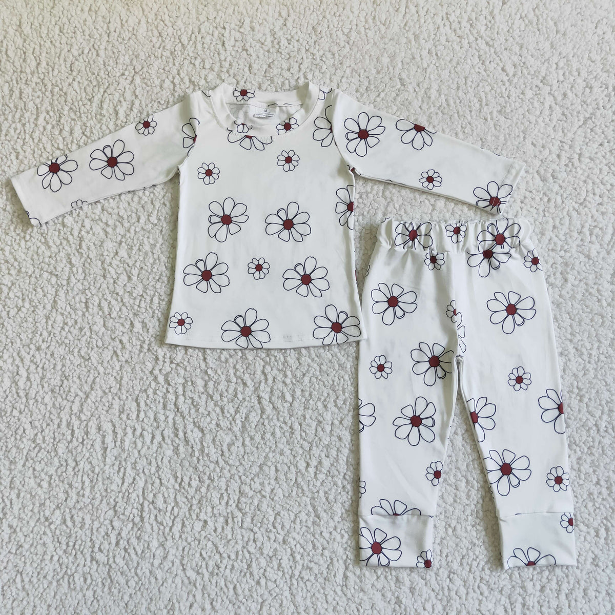 GLP0196 Flowers Print Girls Fall Pajamas Clothes Set