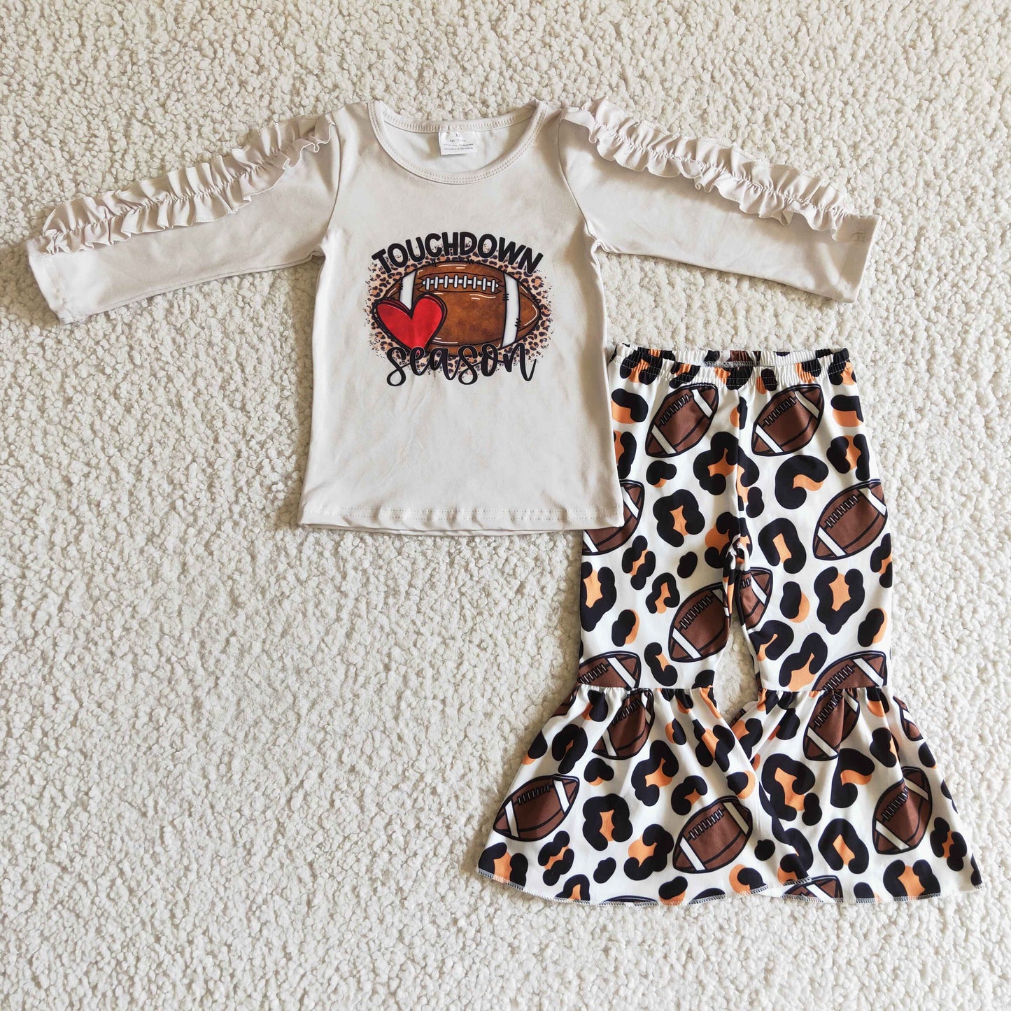 Girls long sleeve touchdown season print outfit      GLP0287