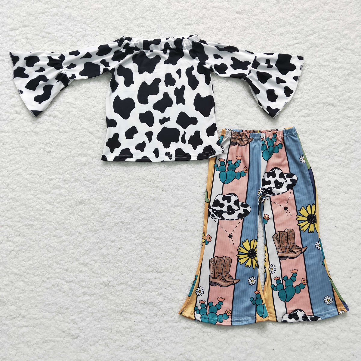 GLP0375 Off Shoulder Top Hat Boots Pants Girls Clothes Set