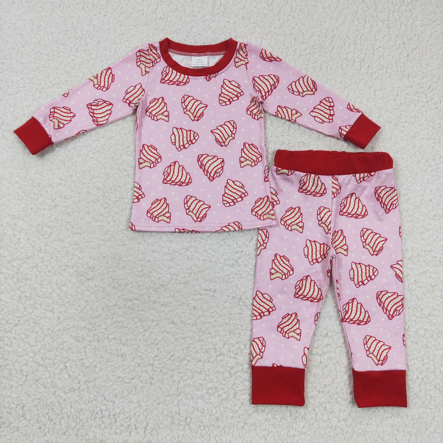 GLP0453 Debbie Cake Pink Print Girls Christmas Pajamas Clothes Set