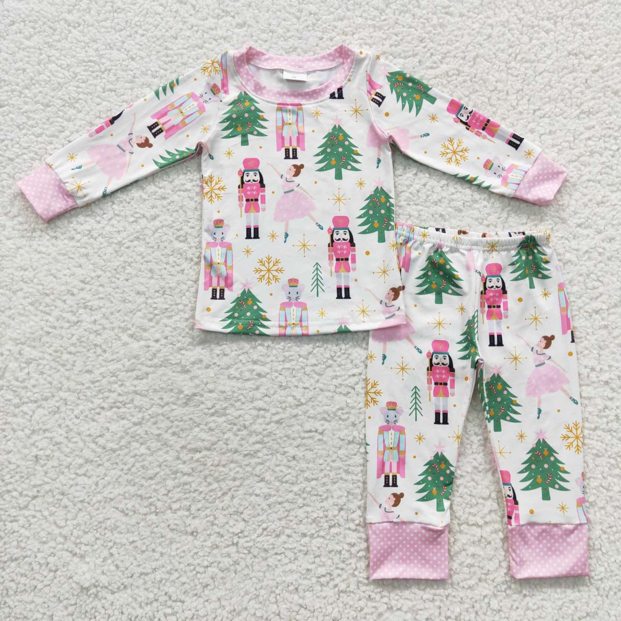GLP0558 Nutcracke* Soldier Pink Print Girls Christmas Pajamas Clothes Set
