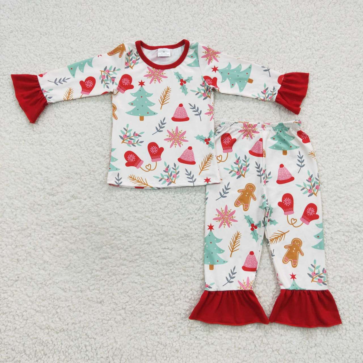 Gingerbread Tree Holly Print Family Christmas Pajamas Styles