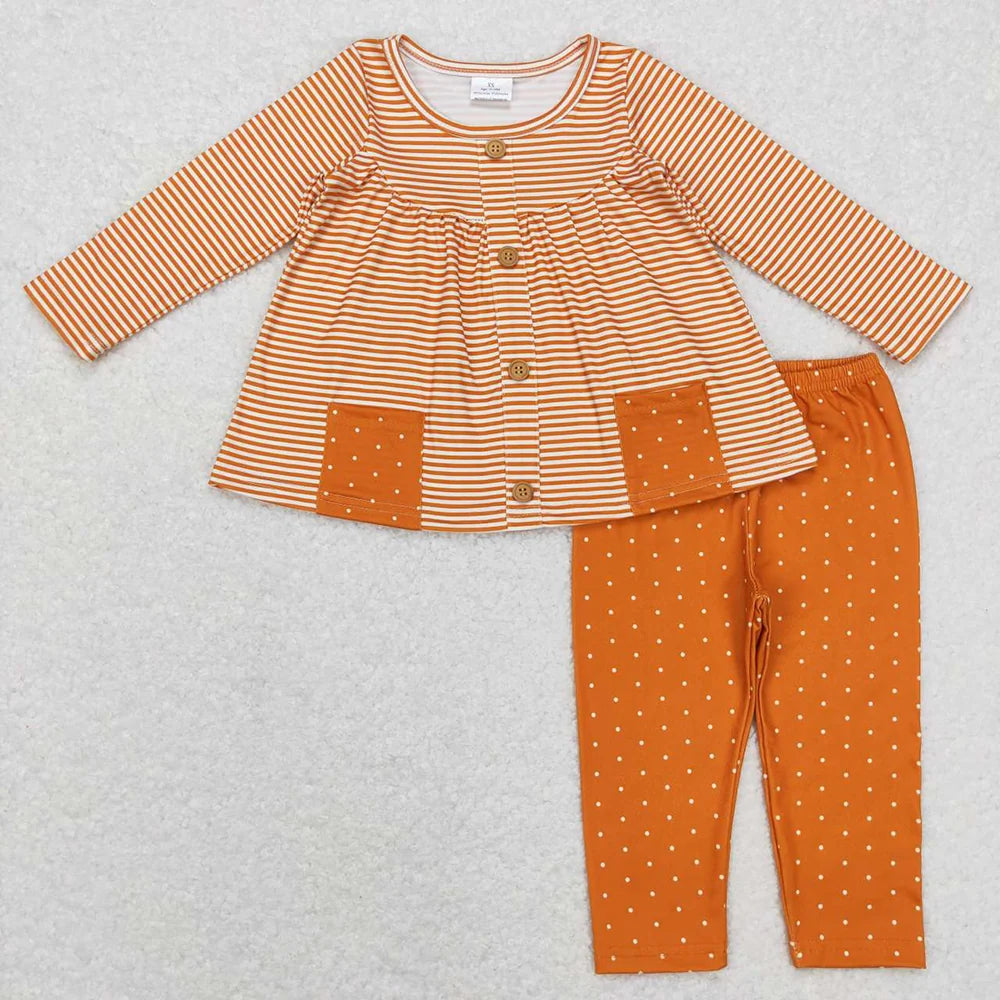 Sibling Baby Girls Floral Tunic Top with Polka Dot Leggings Outfit