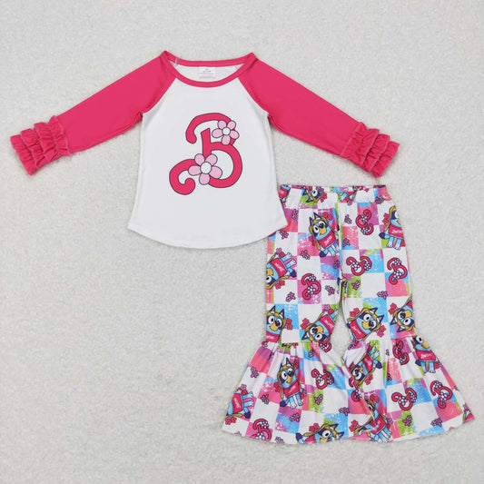 Baby Girls Sibling Long Sleeve Tee Shirts Dog Bell Bottom Pants Set /Dress