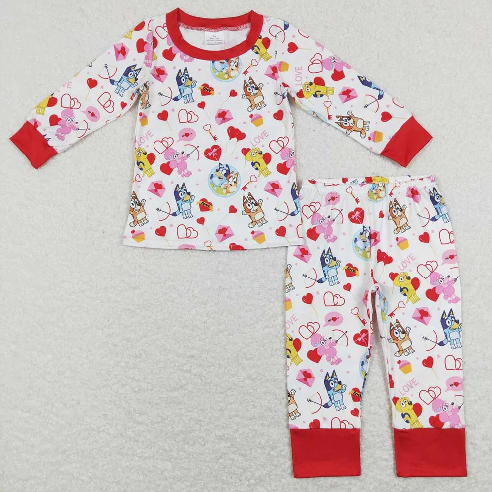 Sibling Baby Girls Valentine Heart Top Pants Outfit