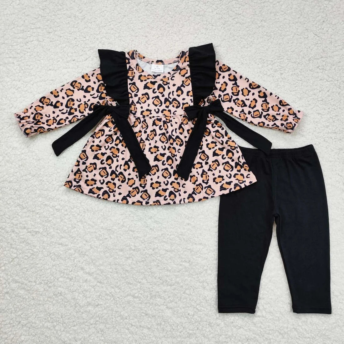 Sibling Baby Girls Long Sleeves Floral Bows Tunic Ruffle Pants Clothes Sets