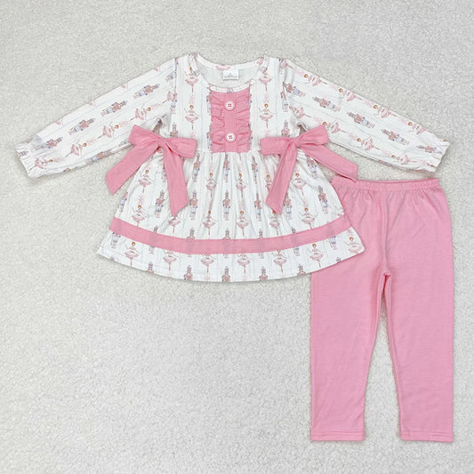 Baby Girls Nutcracker Bows Tunic Top Legging Pants Clothes Sets