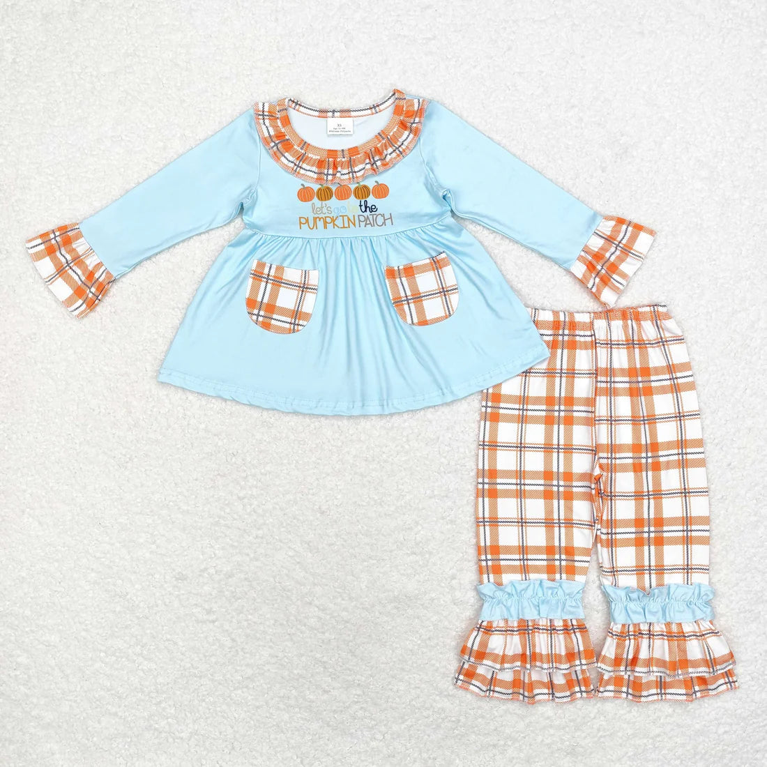 Baby Girls Sibling Pumpkin Floral Long Sleeve Tunic Top with Pants Outfit