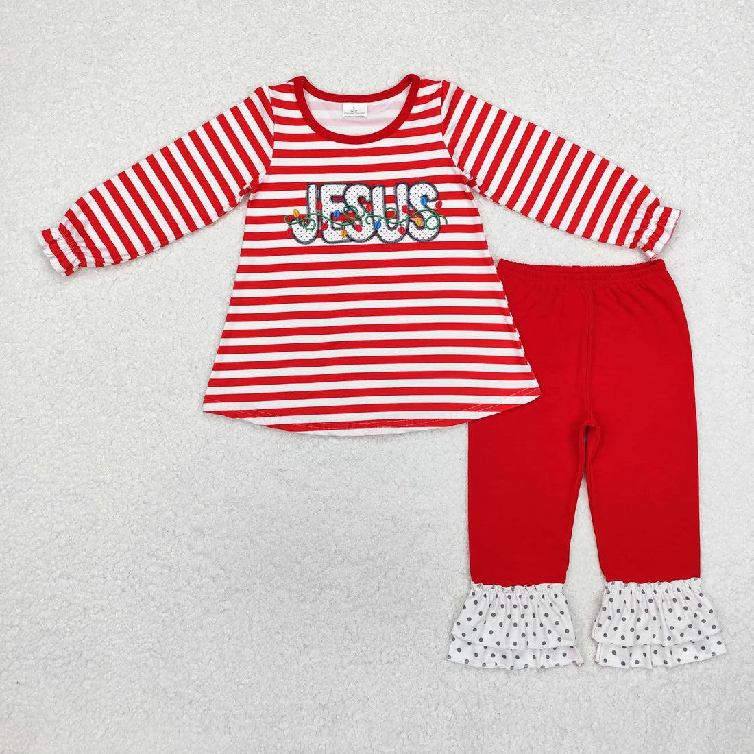 Sibling Baby Girls Green Face Trees Nativity Jesus Tunic Pants Christmas Clothes Sets
