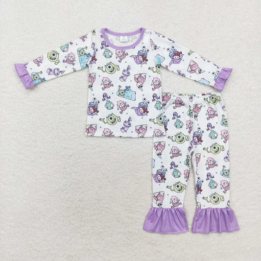 Baby Girls Cartoon Monster Long Sleeve Top Pants Pajama Set