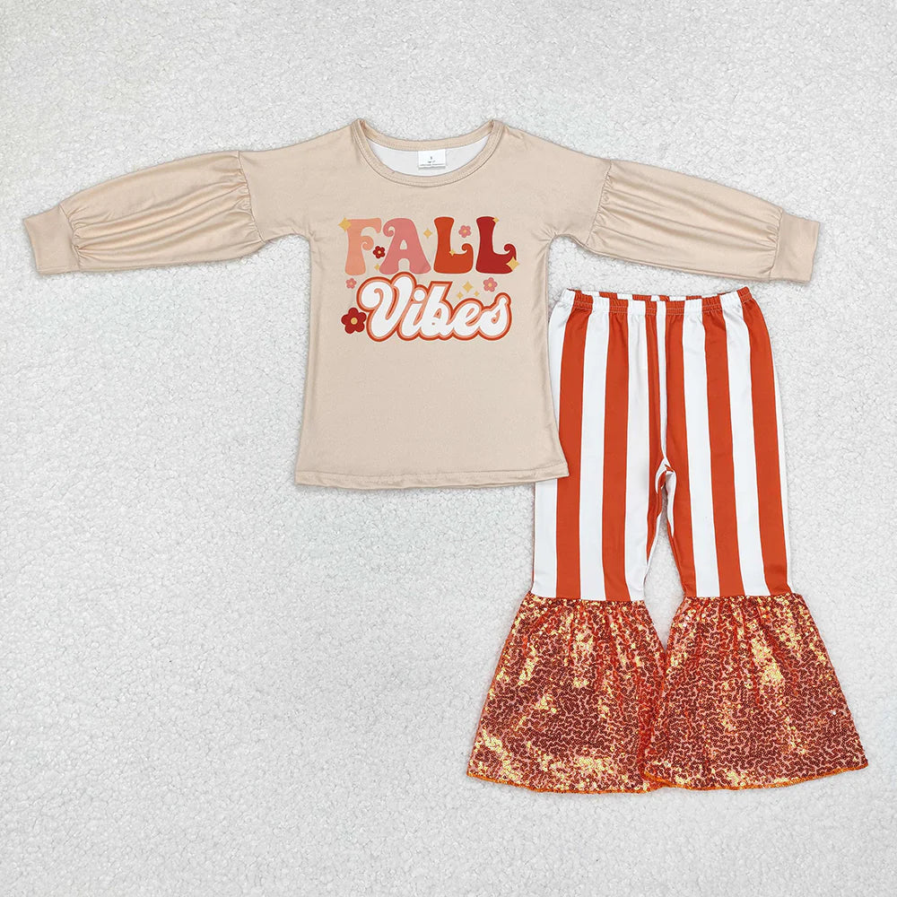 Sibling Baby Girls Fall Shirt Bell Pants Outfits Sets