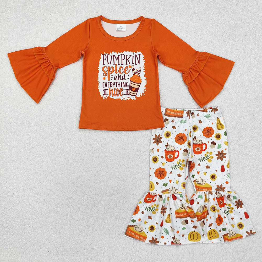 Sibling Baby Girls Fall Shirt Bell Pants Outfits Sets