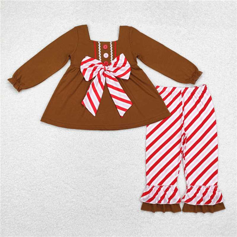 Sibling Kids Girls Christmas Long Sleeve Tunic Top Ruffle Pants Outfit