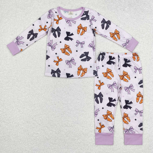 GLP1708 Bows Long Sleeve Pants Girls Halloween Pajamas Clothes Set