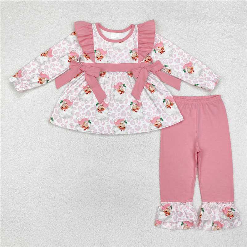 Sibling Kids Girls Christmas Long Sleeve Tunic Top Ruffle Pants Outfit