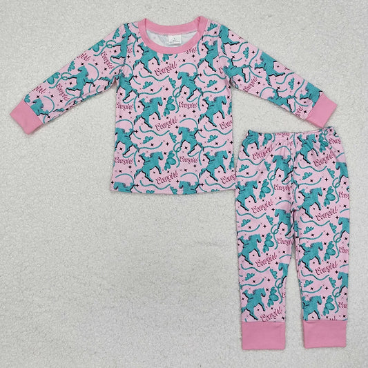 Baby GirlsWesternCowgirl Horse Long Sleeve Pajama Set