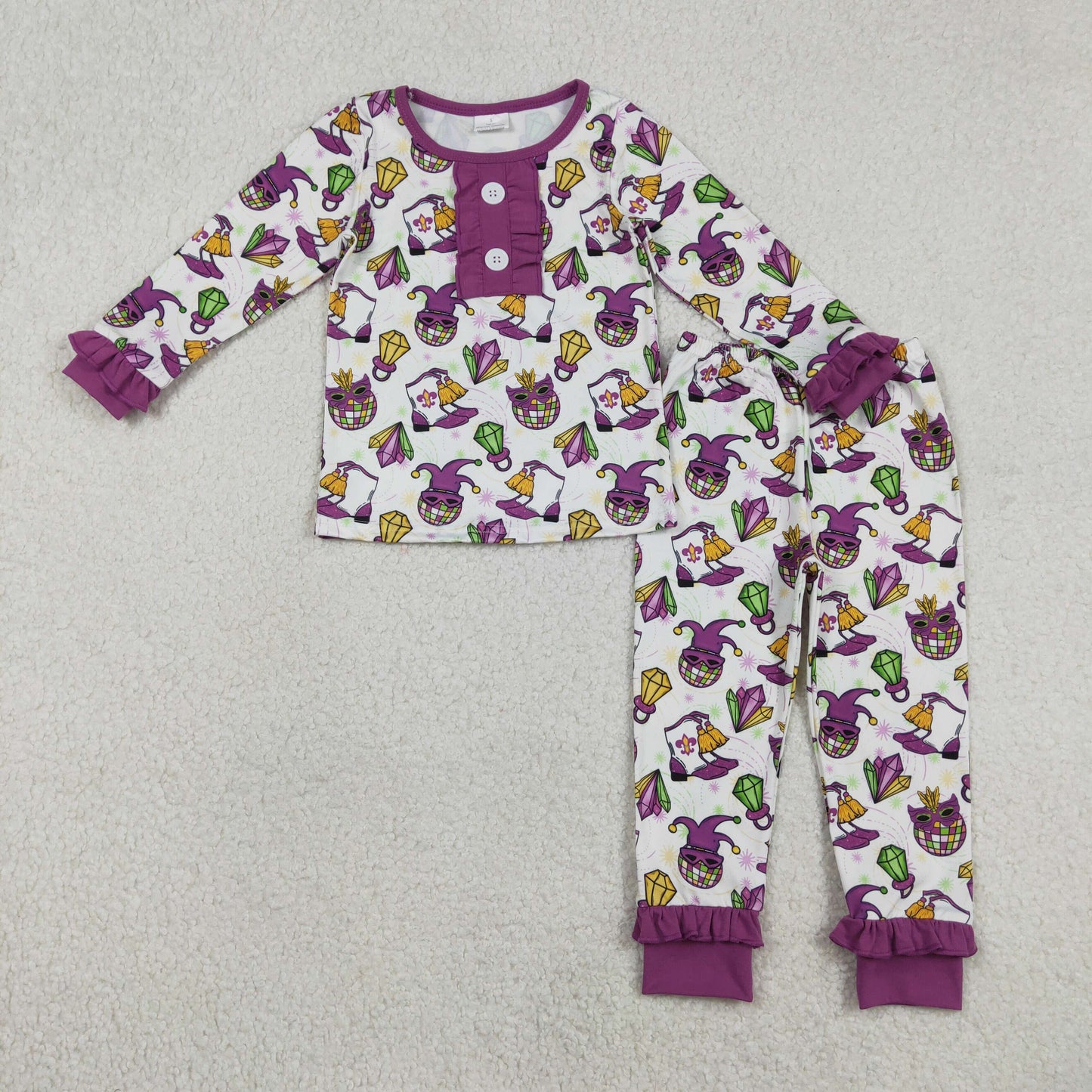 Sibling Baby Boys Girls Mardigras Pajamas Clothes Sets