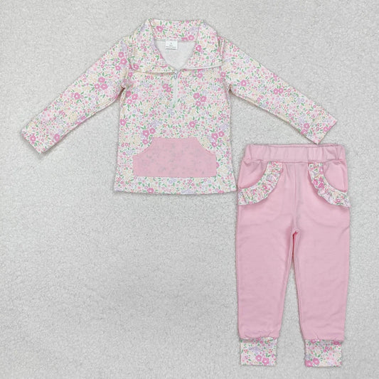 Sibling Baby Boys Girls Floral Leopard Zipper Pullovers Leggings Pant Fall Clothes Sets