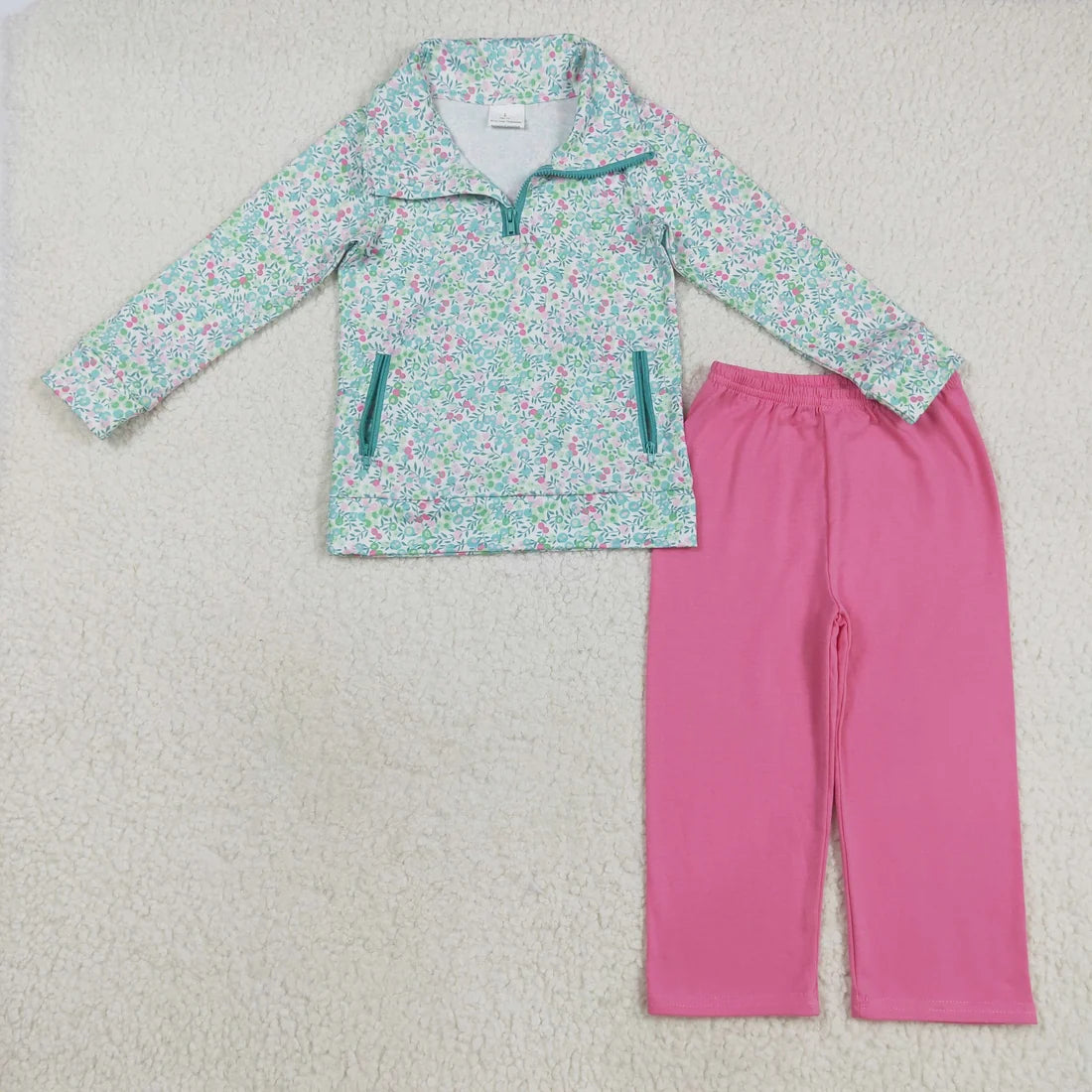 Sibling Baby Boys Girls Floral Leopard Zipper Pullovers Leggings Pant Fall Clothes Sets