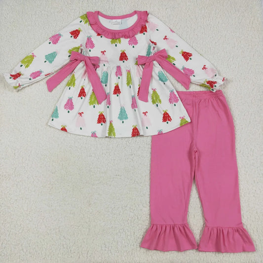 Sibling Baby Girls Long Sleeves Gingerbread Santa Plaid Tunic Ruffle Pants Christmas Sets
