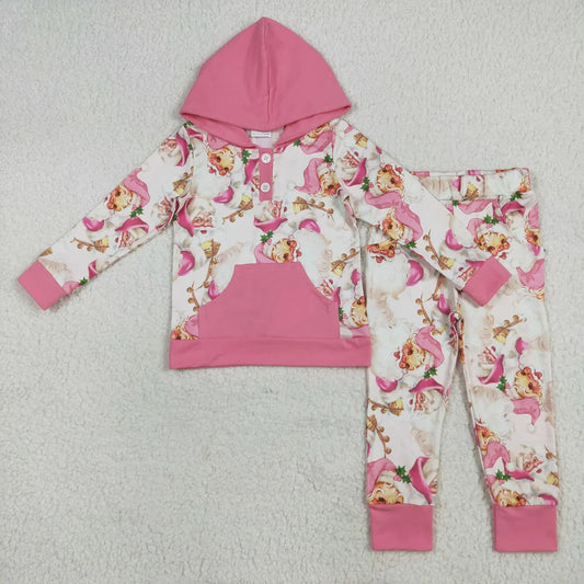 Sibling Baby Boys Girls Santa Lights Hoodie Top Leggings Bell Bottom Pant Christmas Clothes Set