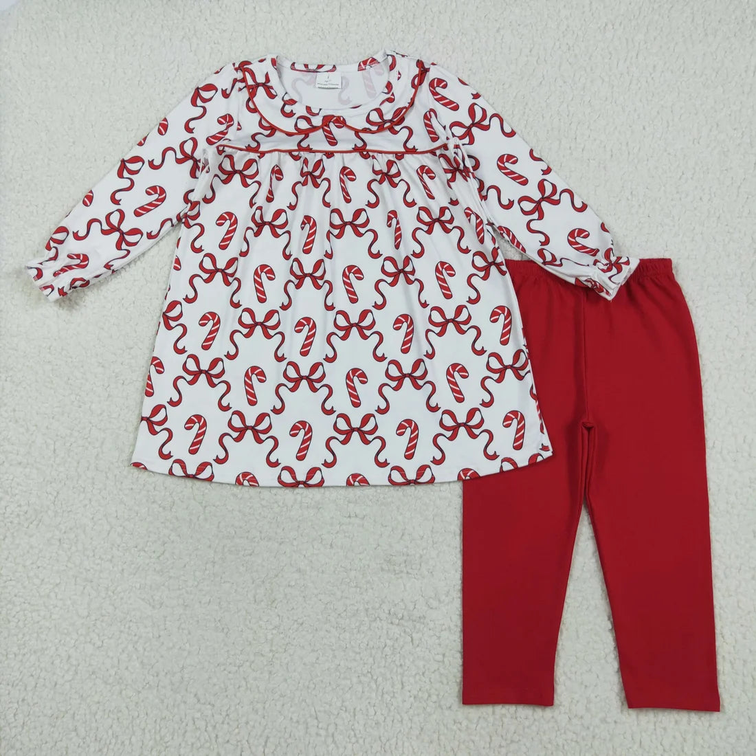 Sibling Baby Girls Long Ruffle Sleeves Holly Santa Plaid Tunic Pants Christmas Set