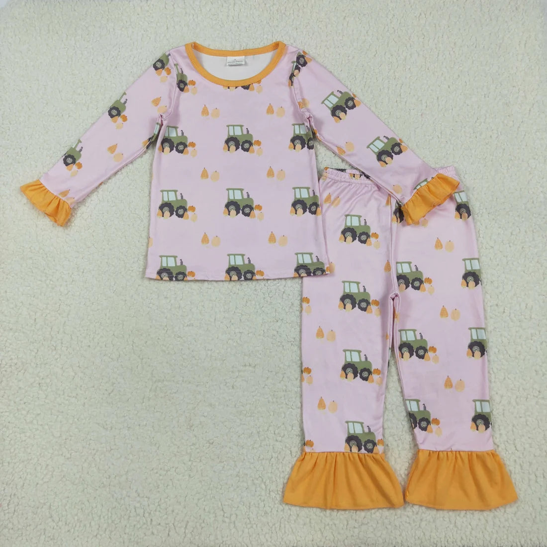 Sibling Baby Girls Fall Pumpkin Long Sleeve Top Pants Pajama Set