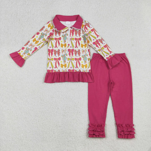 Sibling Baby Girls Colorful Bows Stars Pullovers Pants Pajamas Clothes Sets Rompers