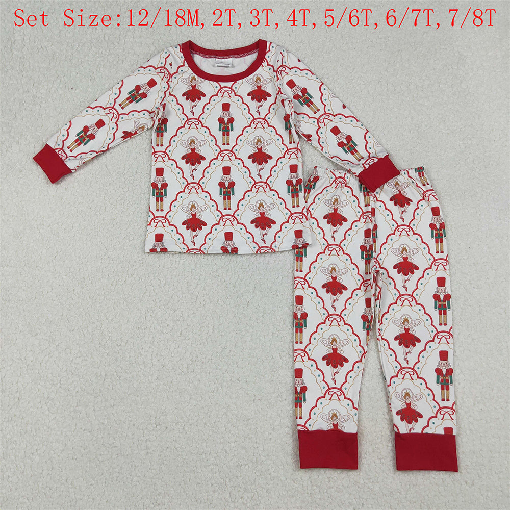 GLP2808 Nutcracke* Soldier Print Girls Christmas Pajamas Clothes Set