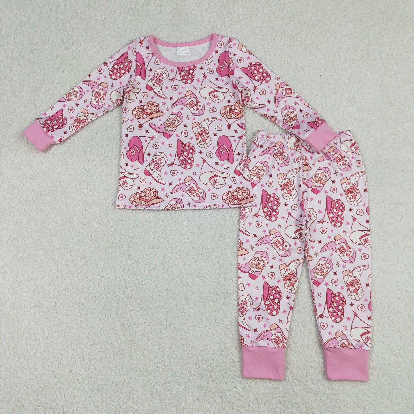 Sibling Baby Boys Girls Long Sleeve Bull Skulls Boots Hats Top Pants Western Pajamas Sets