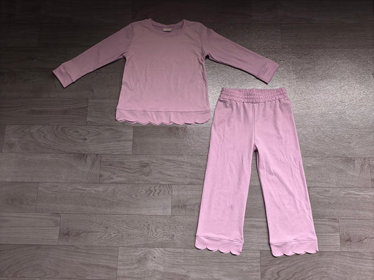 4.10 GLP3289 Preorder Purple Cotton Girls Scallop Clothes Set