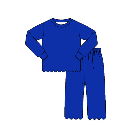 4.16 GLP3311 Preorder Blue Cotton Girls Scallop Clothes Set