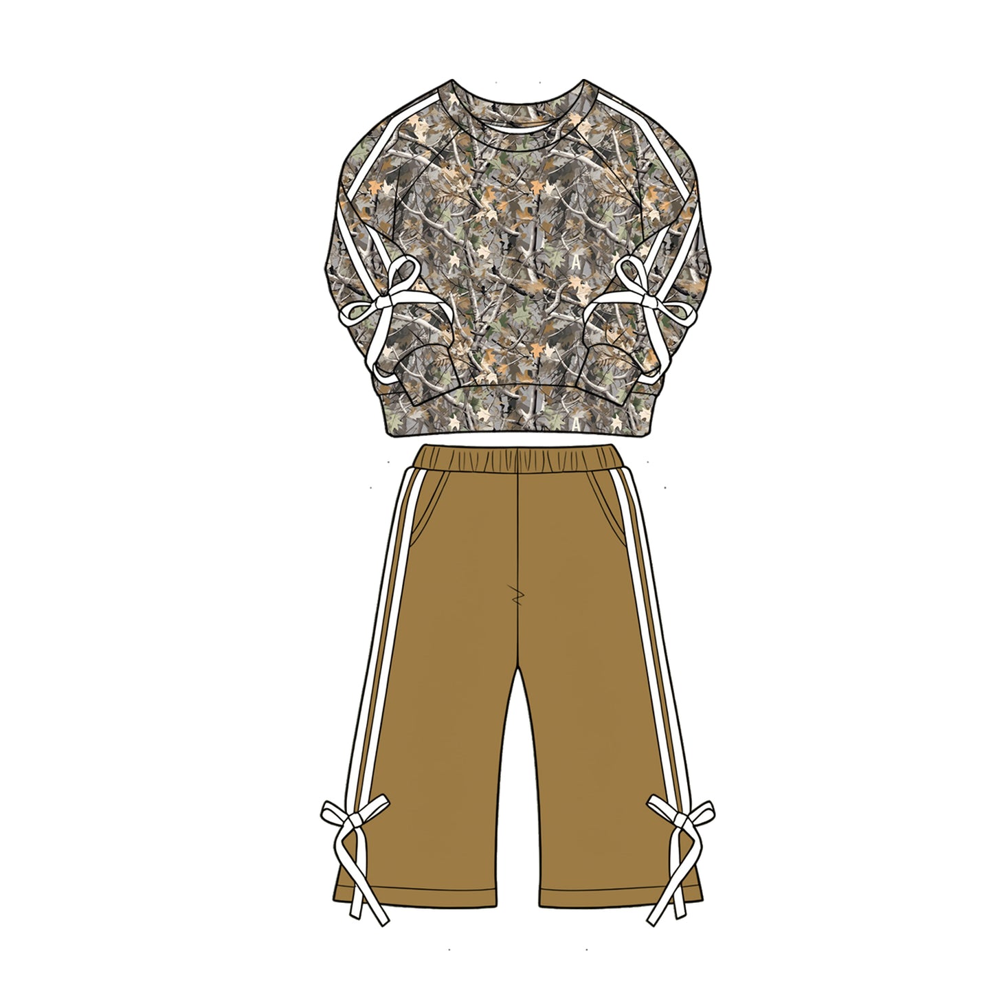 4.30 GLP3361 Branch Camo Bows Top Brown Pants Girls Clothes Set Preorder