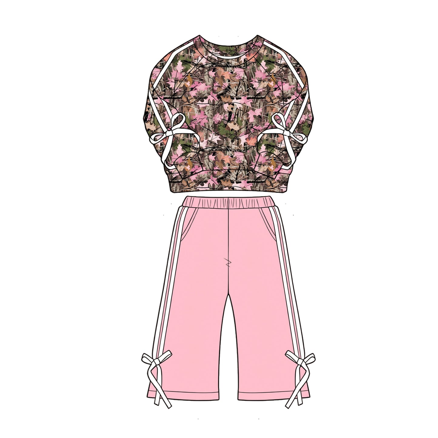 4.30 GLP3362 Branch Camo Bows Top Pink Pants Girls Clothes Set Preorder