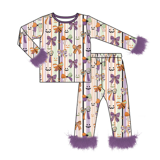 5.13 Girls Halloween Ghost & Bow Pajama Set With Feather Preorder