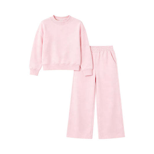 6.23 Preorder GLP3410 Pink Color Long Sleeve Top Pocket Pants Girls Cotton Clothes Set