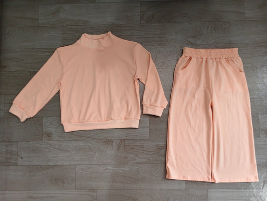 6.23 Preorder GLP3410 Pink Color Long Sleeve Top Pocket Pants Girls Cotton Clothes Set
