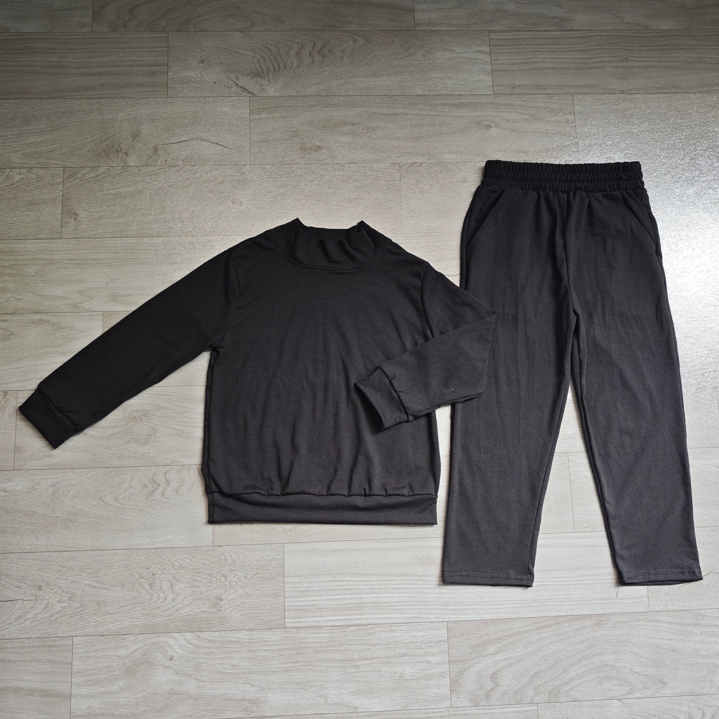 6.23 Preorder GLP3411 Black Color Long Sleeve Top Pocket Pants Girls Cotton Clothes Set
