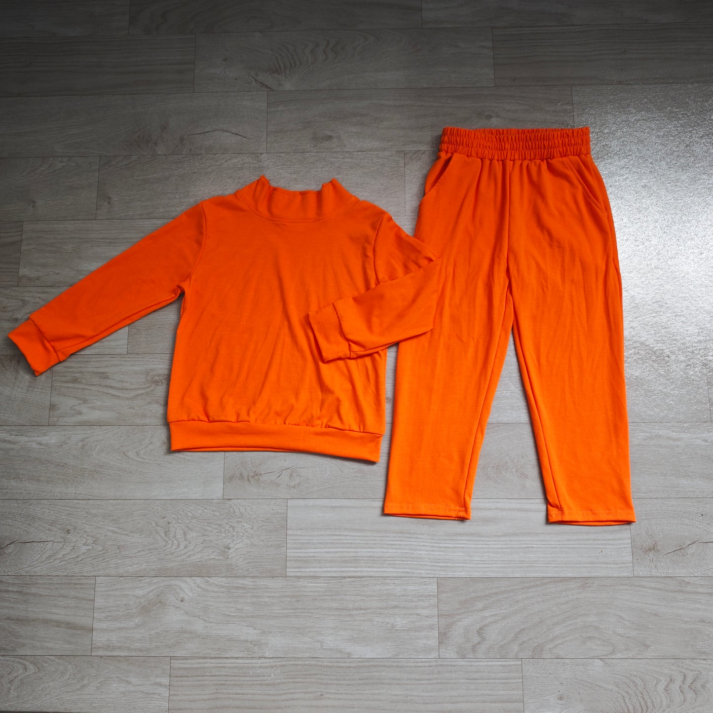 6.23 Preorder GLP3414 Orange Color Long Sleeve Top Pocket Pants Girls Cotton Clothes Set
