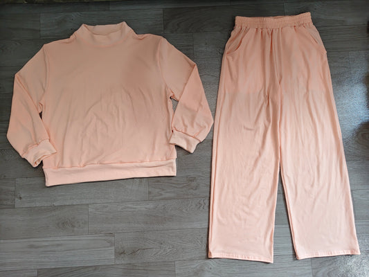 6.23 Preorder GLP3415 Pink Color Long Sleeve Top Pocket Pants Woman Cotton Clothes Set