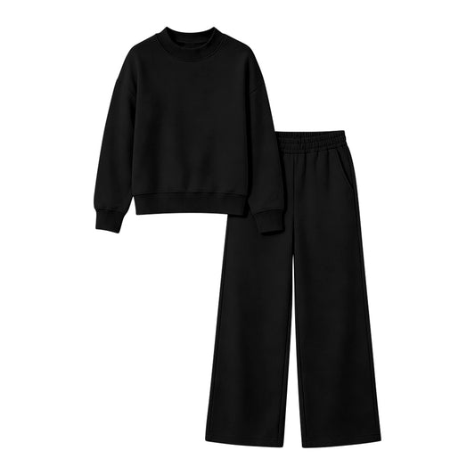 6.23 Preorder GLP3416 Black Color Long Sleeve Top Pocket Pants Woman Cotton Clothes Set