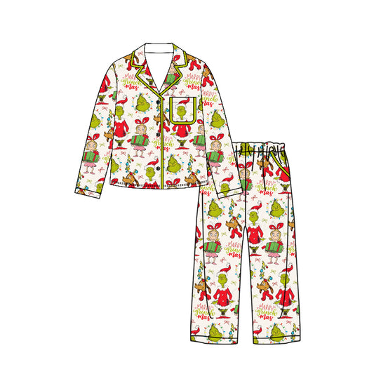 6.24 GLP3425 Preorder Green Frog Print Woman Christmas Pajamas Clothes Set