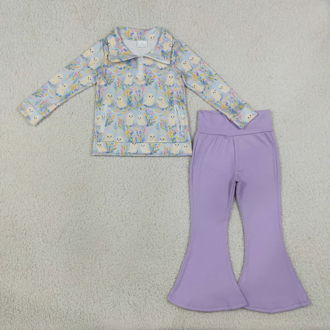 Sibling Baby Girls  Halloween Christmas Long Sleeve Zipper Pullover Top with Cotton Pants Outfit