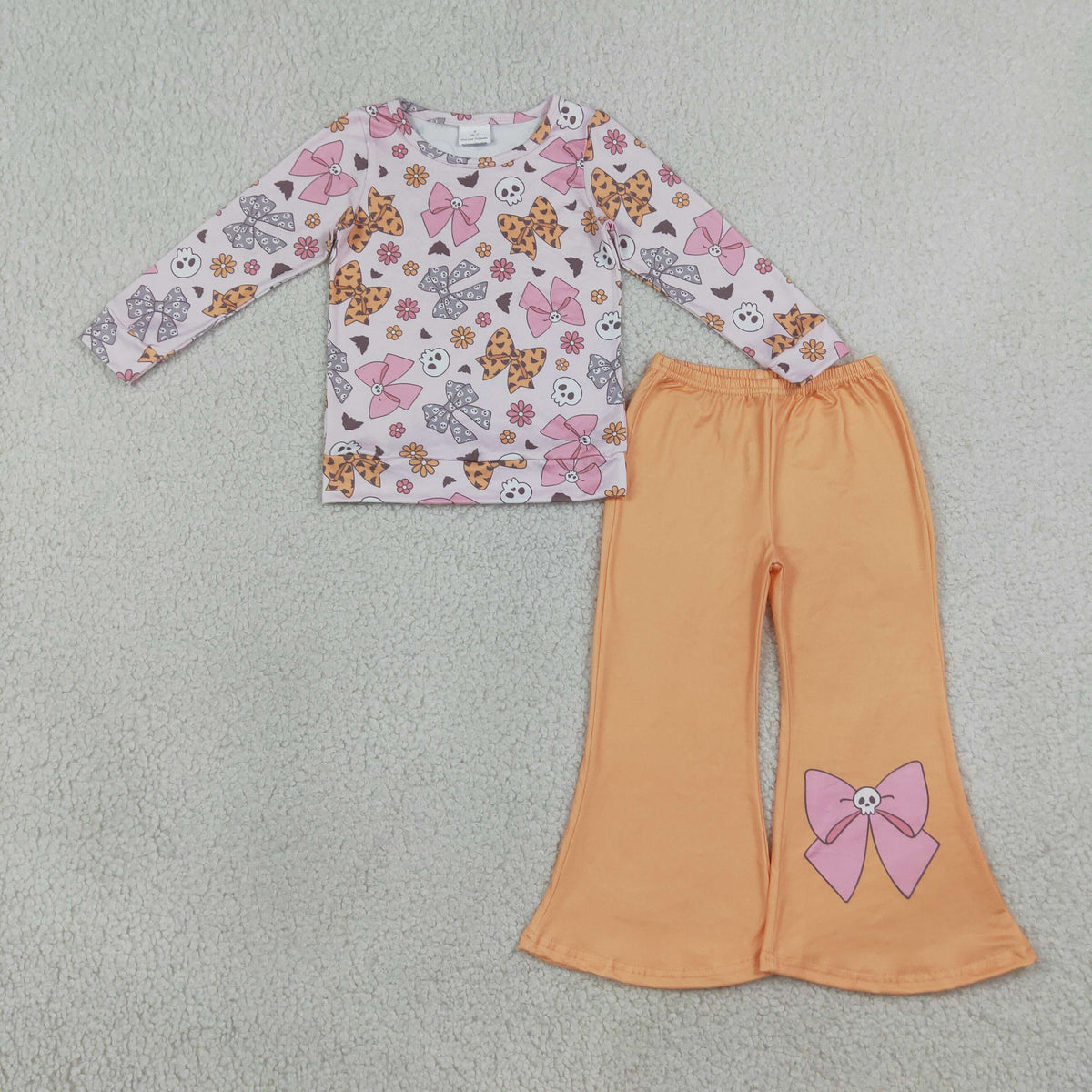 Sibling Baby Girls Halloween Christmas Long Sleeve Top with Bell Bottom Pants Outfit